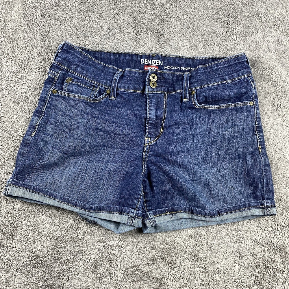 Denizen Levis Modern Shorts Womens 8 Blue‎ Medium Wash Mid Rise
